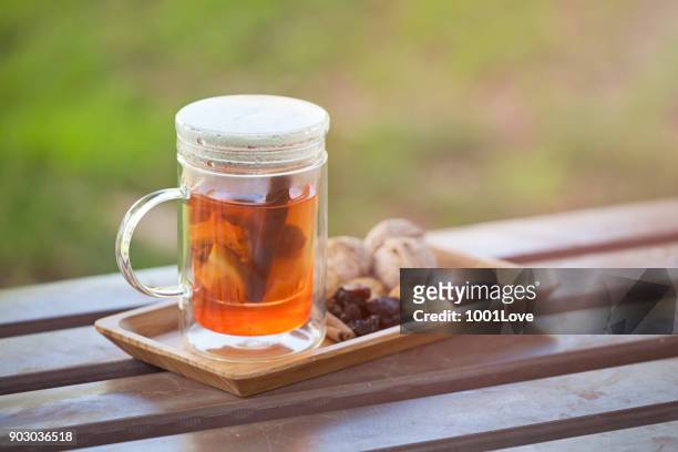 healthy herbal tea - hawthorn stock pictures, royalty-free photos & images