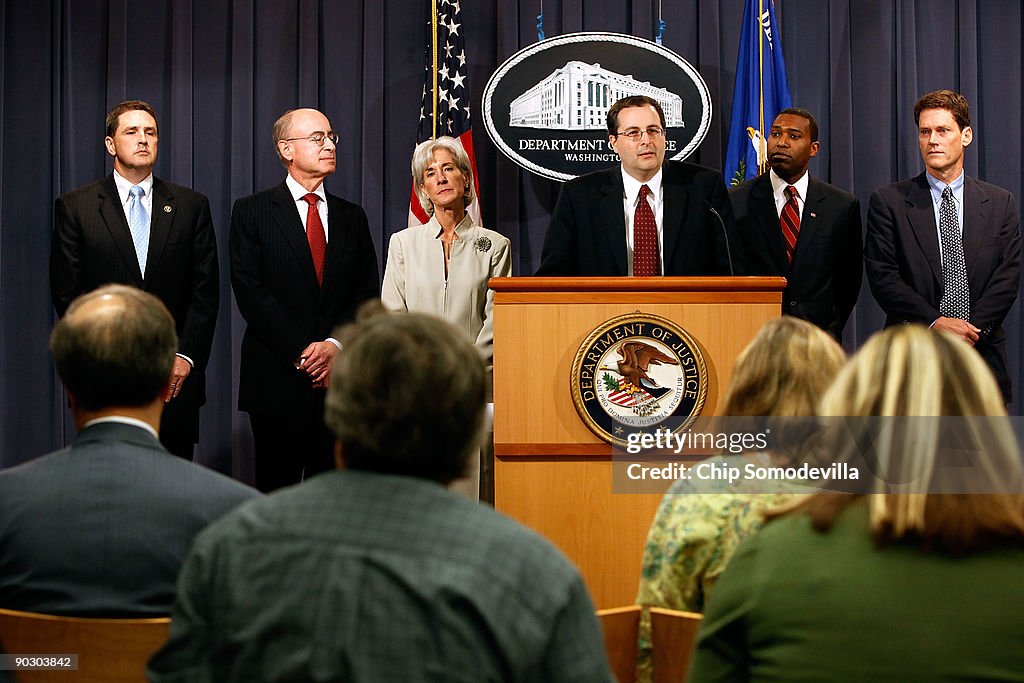 Sebelius Holds Press Conf. At Justice Dep't On Major Health Care Settlement