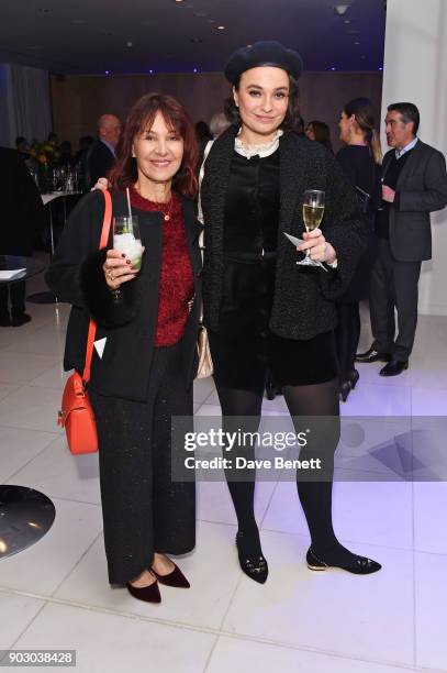 Arlene Phillips and Gizzi Erskine attend the opening night drinks reception for the English National Ballet's "Song Of The Earth / La Sylphide" at St...