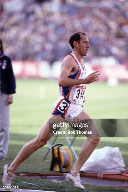 Steve Ovett of Great Britain running in the men's 5000m final at the European Athletics Championships held in Stuttgart, Germany in August 1986. .