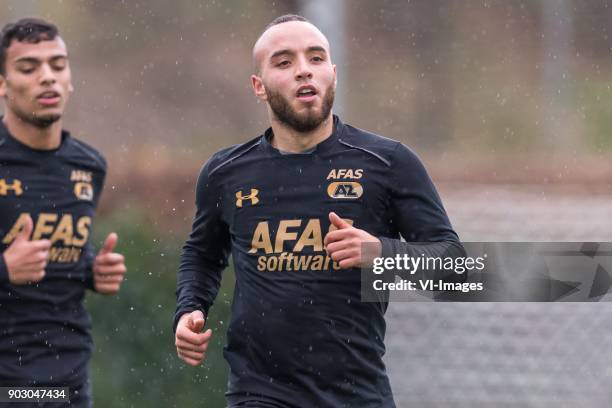 Iliass Bel Hassani of AZ during a condition test during a training session of AZ Alkmaar at the La Elba Club Resort on January 09, 2018 in Estepona,...