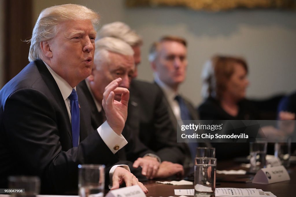 President Trump Meets With Bipartisan Group Of Senators On Immigration