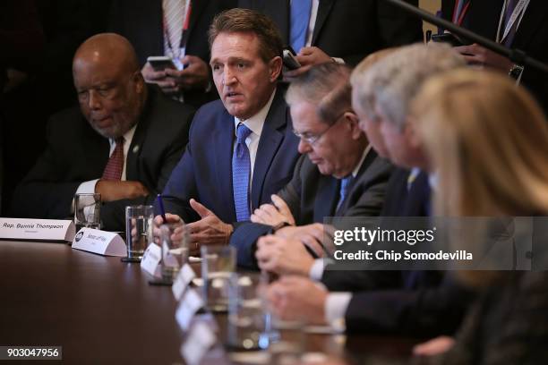 Republican and Democrat members of Congress, including Rep. Bennie Thompson Sen. Jeff Flake , Sen. Robert Menendez and others, join President Donald...