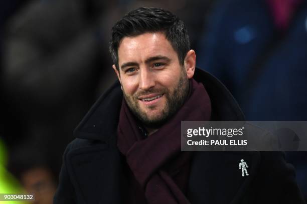 Bristol City's English manager Lee Johnson arrives for the English League Cup semi-final first leg football match between Manchester City and Bristol...