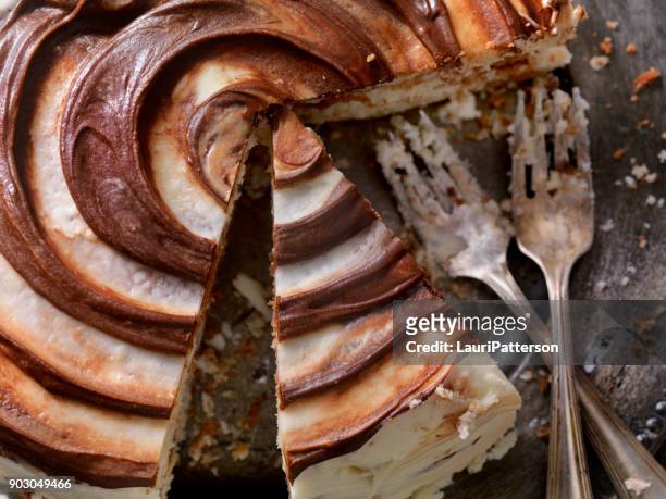 chocolate marble cake - chocolate swirl from above stock pictures, royalty-free photos & images