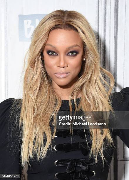Model and TV personality Tyra Banks visits Build Studio to discuss the show "America's Next Top Model" at Build Studio on January 9, 2018 in New York...