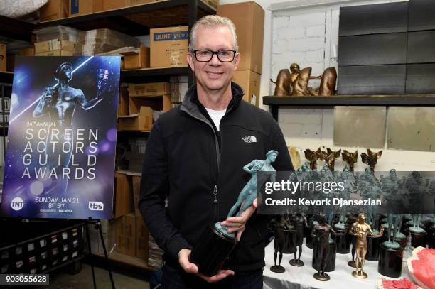 President of American Fine Arts Foundry Brett Barney at the pouring of the actor statuette for the 24th Annual Screen Actors Guild Awards at American...