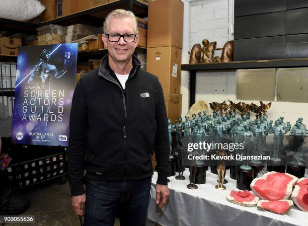 President of American Fine Arts Foundry Brett Barney at the pouring of the actor statuette for the 24th Annual Screen Actors Guild Awards at American...