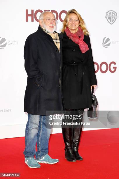 Dieter Hallervorden and his girlfriend Christiane Zander attend the 'Hot Dog' Premiere at CineStar on January 9, 2018 in Berlin, Germany.