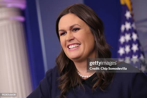 White House Press Secretary Sarah Huckabee Sanders conducts the daily news conference in the James Brady Press Briefing Room at the White House...