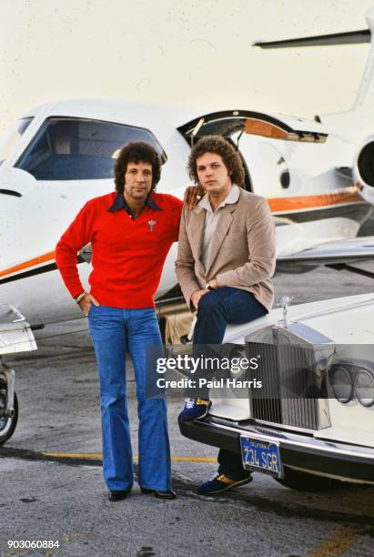 Tom Jones, is a Welsh singer. His career has spanned six decades.Tom Jones and his son Mark Jones photographed with their Rolls Royce at Van Nuys...