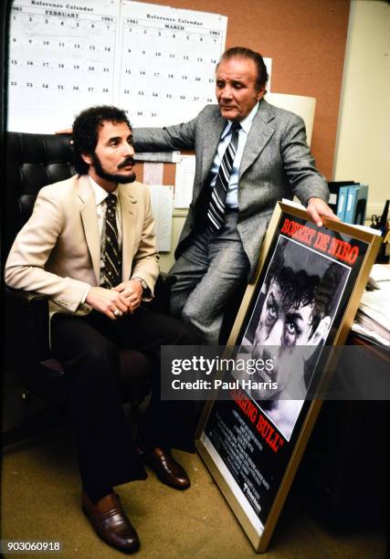 Jake LaMotta a boxer who's life was told in the film Raging Bull starring Robert DeNiro poses and gives an interview March 16, 1981 in an office in...