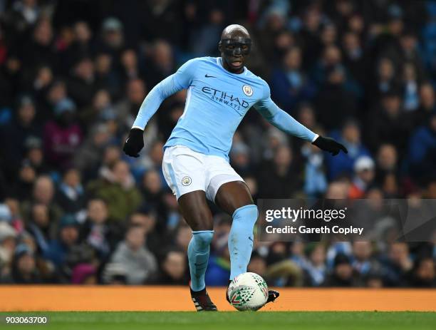 Eliaquim Mangala of Manchester City during the Carabao Cup Semi-Final First Leg match between Manchester City and Bristol City at Etihad Stadium on...