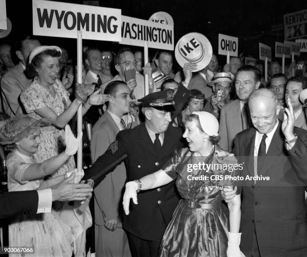 News reports from the 1952 Republican National Convention , at the International Amphitheatre, Chicago. Illinois, July 11, 1952. Seen is Republican...