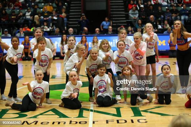 Young dancers of the Grand Rapids Drive entertain the crowd during the game against the Canton Charge at The DeltaPlex Arena for the NBA G-League on...