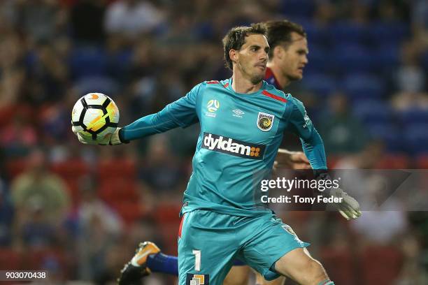 Ben Kennedy of the Mariners in action during the round 15 A-League match between the Newcastle Jets and the Central Coast Mariners at McDonald Jones...