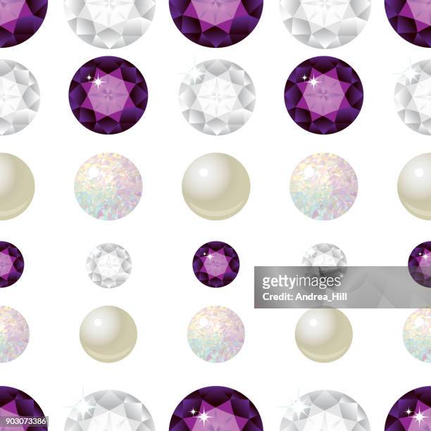 gemstone seamless pattern. vector illustration. - oyster pearl stock illustrations