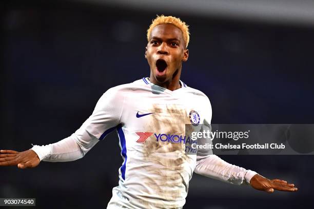 Charly Musonda Jr of Chelsea celebrates his goal during the U23 Checkatrade Trophy match between Portsmouth and Chelsea at Fratton Park on January 9,...