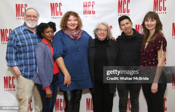 Richard Masur, Pascale Armand, Liesl Tommy, Jayne Houdyshell, J.C. Lee and Molly Camp attend the Meet & Greet for the cast of "Relevance" at the...