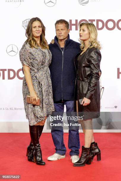 German actor Til Schweiger with his ex wife Dana Schweiger and his daughter Luna Schweiger attend the 'Hot Dog' world premiere at CineStar on January...