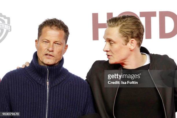 German actor and producer Til Schweiger and German actor and producer Matthias Schweighoefer attend the 'Hot Dog' world premiere at CineStar on...