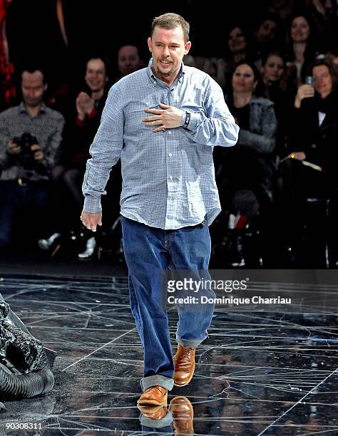 Alexander McQueen walks the runway at the Alexander McQueen Ready-to-Wear A/W 2009 fashion show during Paris Fashion Week at POPB on March 10, 2009...