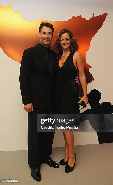 Actor Raoul Bova and wife Chiara Giordano attend the Baaria Cocktail Party at the Excelsior Hotel during the 66th Venice Film Festival on September...