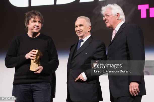 Gilles Gaillard receives the 'Cesar et Techniques 2018' Award for his Company 'Mikros Image Technicolor' from President of Academy des Cesars Alain...