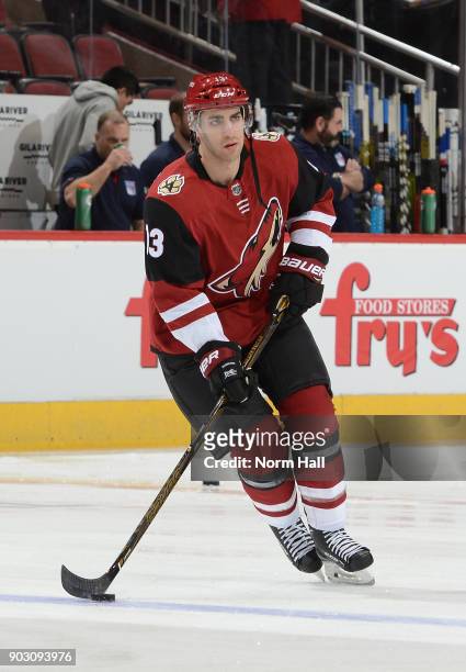 Freddie Hamilton of the Arizona Coyotes skates prior to a game against the New York Rangers at Gila River Arena on January 6, 2018 in Glendale,...