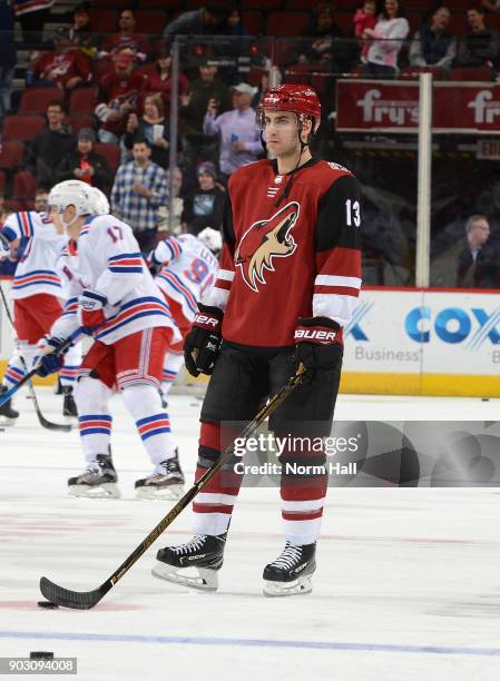 Freddie Hamilton of the Arizona Coyotes skates prior to a game against the New York Rangers at Gila River Arena on January 6, 2018 in Glendale,...