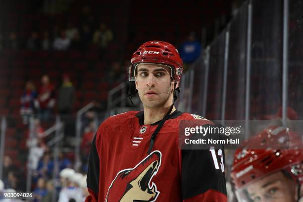 Freddie Hamilton of the Arizona Coyotes skates prior to a game against the New York Rangers at Gila River Arena on January 6, 2018 in Glendale,...