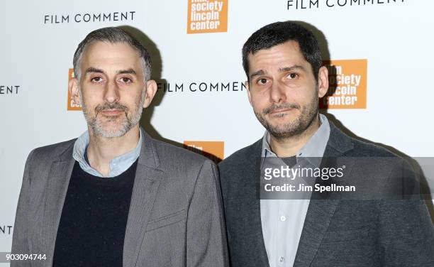 Directors Myles Kane and Josh Koury attend the 2018 Film Society of Lincoln Center and Film Comment luncheon at Lincoln Ristorante on January 9, 2018...
