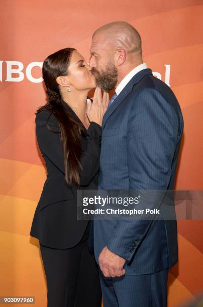 Stephanie McMahon and Paul "Triple H" Levesque attend the 2018 NBCUniversal Winter Press Tour at The Langham Huntington, Pasadena on January 9, 2018...