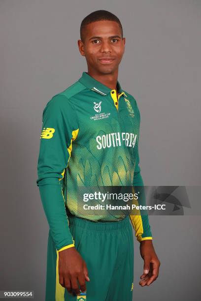 Kenan Smith poses during the South Africa ICC U19 Cricket World Cup Headshots Session at Rydges Christchurch on January 8, 2018 in Christchurch, New...
