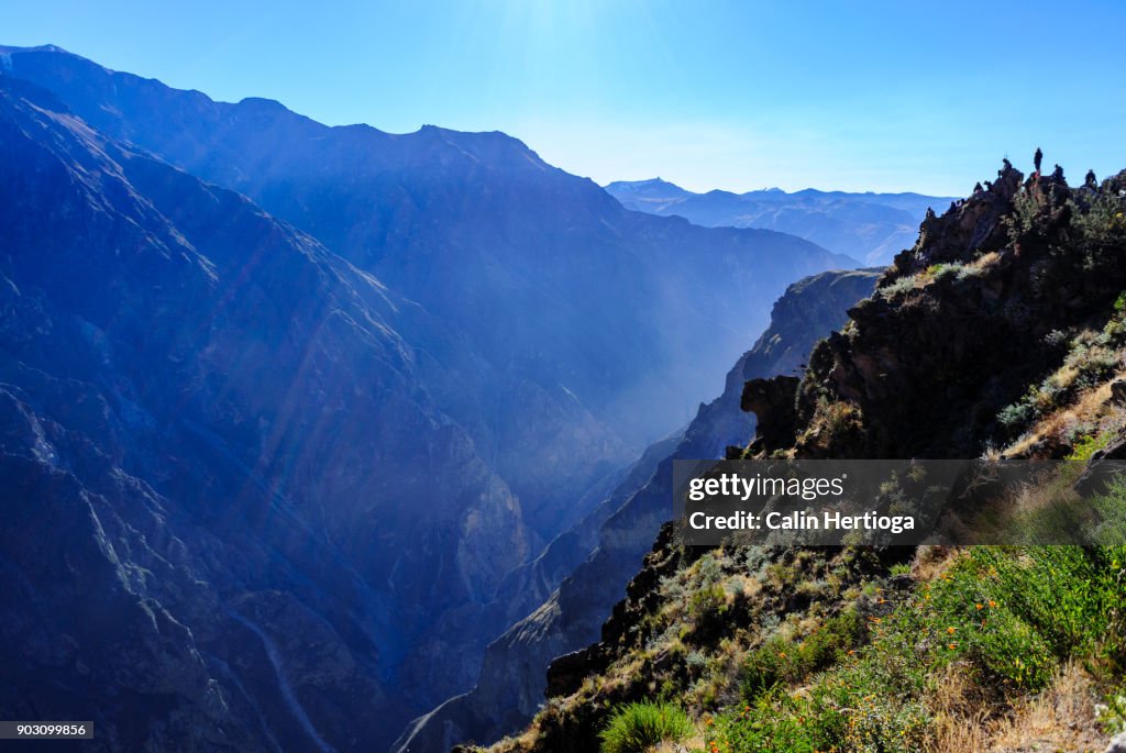 Deep valley in the Colca Canyon in Peru