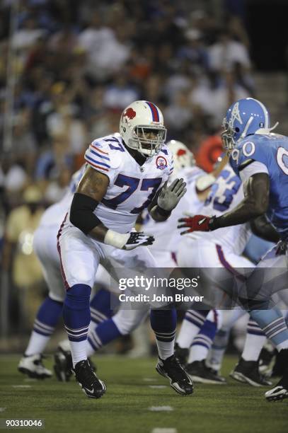 Hall of Fame Game: Buffalo Bills Demetrius Bell in action vs Tennessee Titans during preseason at Fawcett Stadium. Canton, OH 8/9/2009 CREDIT: John...