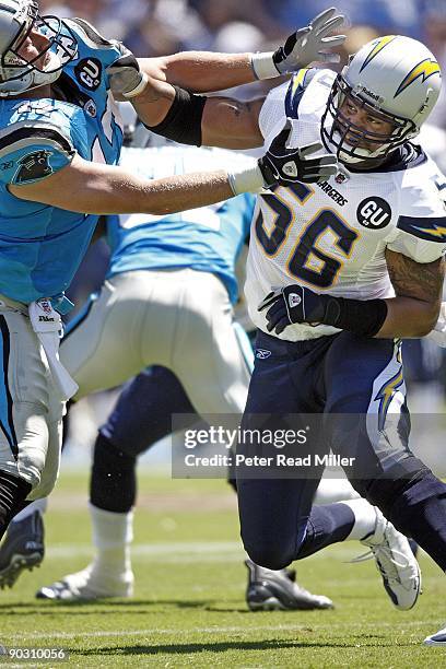 San Diego Chargers Shawne Merriman in action vs Carolina Panthers. San Diego, CA 9/7/2008 CREDIT: Peter Read Miller