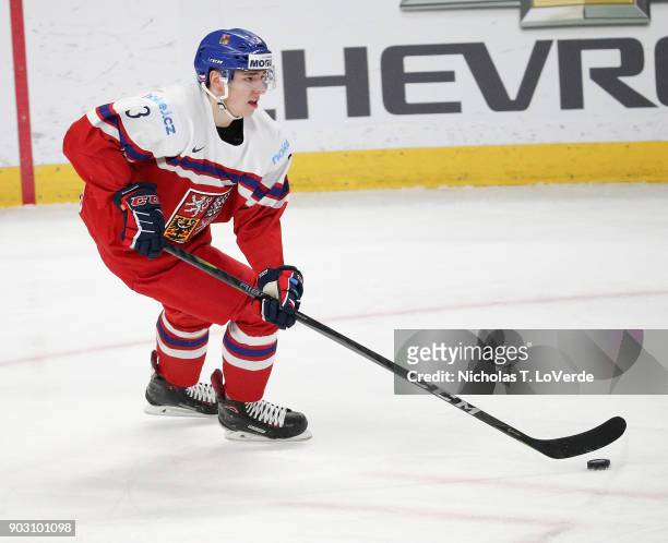Libor Hájek of Czech Republic skates against the United States during the first period of play in the IIHF World Junior Championships Bronze Medal...