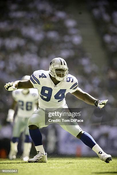 Dallas Cowboys DeMarcus Ware in action, dropping into pass coverage vs Washington Redskins. Irving, TX 9/28/2008 CREDIT: Tom DiPace