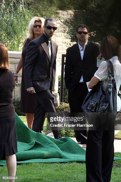 Musician Travis Barker attends the funeral of Adam Goldstein, otherwise known as DJ AM, at Hillside Memorial Park September 2, 2009 in Culver City,...