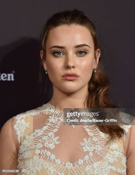 Actress Katherine Langford arrives at The BAFTA Los Angeles Tea Party at Four Seasons Hotel Los Angeles at Beverly Hills on January 6, 2018 in Los...