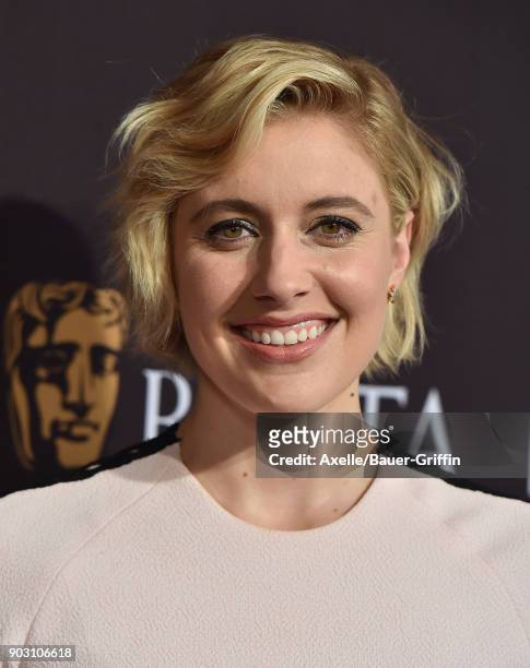 Actress Greta Gerwig arrives at The BAFTA Los Angeles Tea Party at Four Seasons Hotel Los Angeles at Beverly Hills on January 6, 2018 in Los Angeles,...