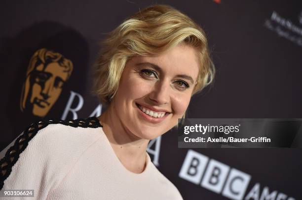 Actress Greta Gerwig arrives at The BAFTA Los Angeles Tea Party at Four Seasons Hotel Los Angeles at Beverly Hills on January 6, 2018 in Los Angeles,...