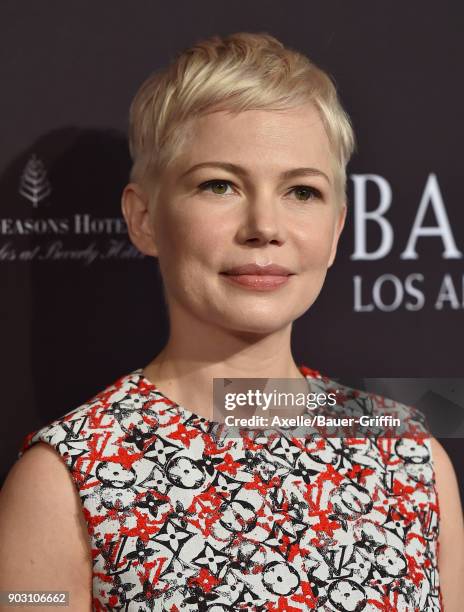 Actress Michelle Williams arrives at The BAFTA Los Angeles Tea Party at Four Seasons Hotel Los Angeles at Beverly Hills on January 6, 2018 in Los...