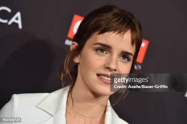 Actress Emma Watson arrives at The BAFTA Los Angeles Tea Party at Four Seasons Hotel Los Angeles at Beverly Hills on January 6, 2018 in Los Angeles,...