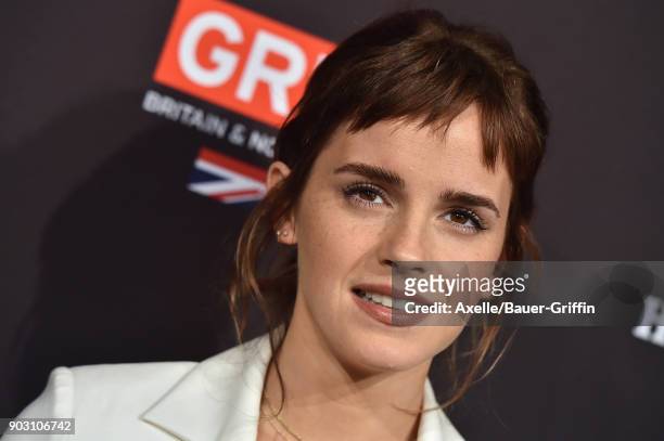 Actress Emma Watson arrives at The BAFTA Los Angeles Tea Party at Four Seasons Hotel Los Angeles at Beverly Hills on January 6, 2018 in Los Angeles,...