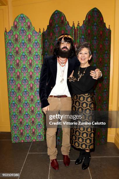 Alessandro Michele and Maria Luisa Frisa attend Gucci Garden Opening on January 9, 2018 in Florence, Italy.