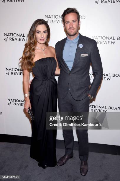 Actor Elizabeth Chambers and Armie Hammer attend The National Board Of Review Annual Awards Gala at Cipriani 42nd Street on January 9, 2018 in New...