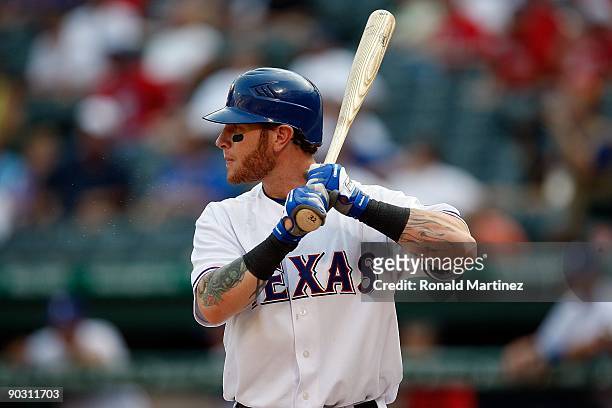 Outfielder Josh Hamilton of the Texas Rangers on September 1, 2009 at Rangers Ballpark in Arlington, Texas.