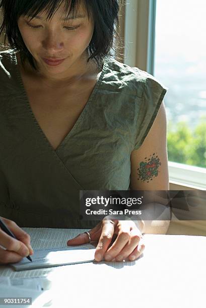 Woman Writecheck 1,138 Writing A Check Stock Photos, High-Res Pictures, and Images ...